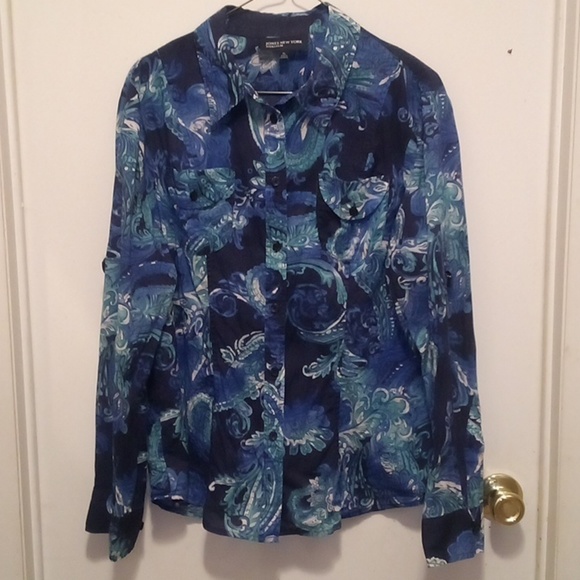 Jone's New York Signature Splash Of Color Mid/Long Sleeve Top - Size XL - Picture 2 of 10